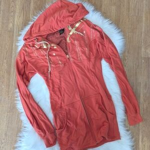 Vintage Y2K Rocawear Long Belted Hoodie Gold And Orange